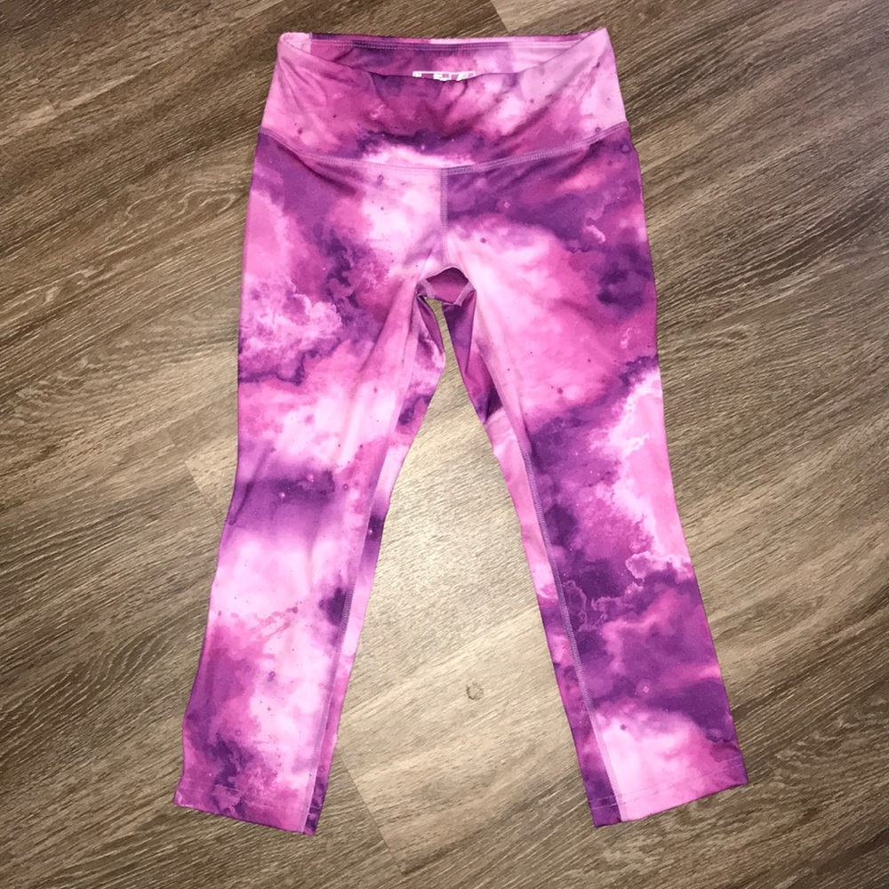 Tie die galaxy pink New Balance cropped tights
